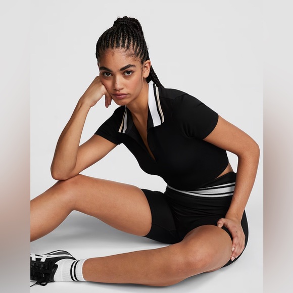 PINK Victoria's Secret Pants - NWT VS Pink Seamless Foldover Biker Shorts- Black/White